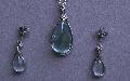 Vintage Aquamarine Earrings And Pendant Set. Vintage Aquamarine Earrings And Pendant Set.